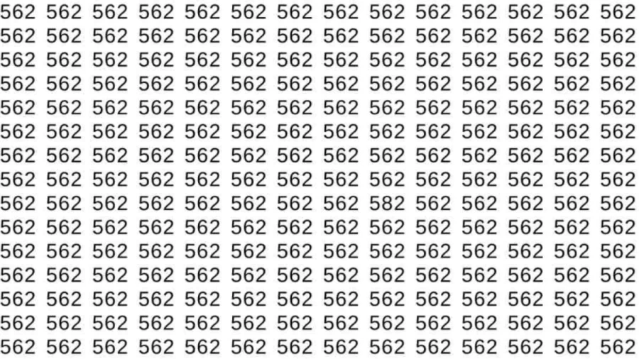 Observation Skills Test: If you have Sharp Eyes Find the number 582 among 562 in 7 Seconds?