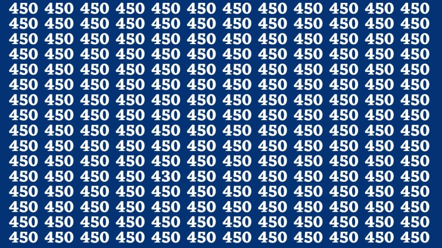 Observation Brain Test: If you have Keen Eyes Find the Number 430 among 450 in 15 Secs