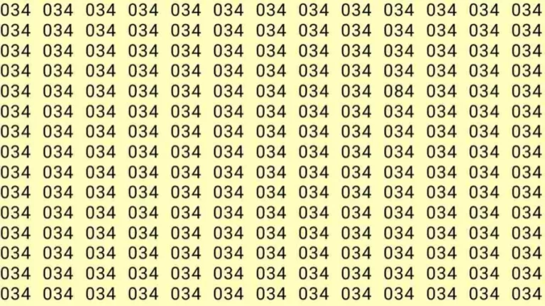 Optical Illusion Brain Test: If you have Sharp Eyes find the number 084 among 034 in 8 Seconds?