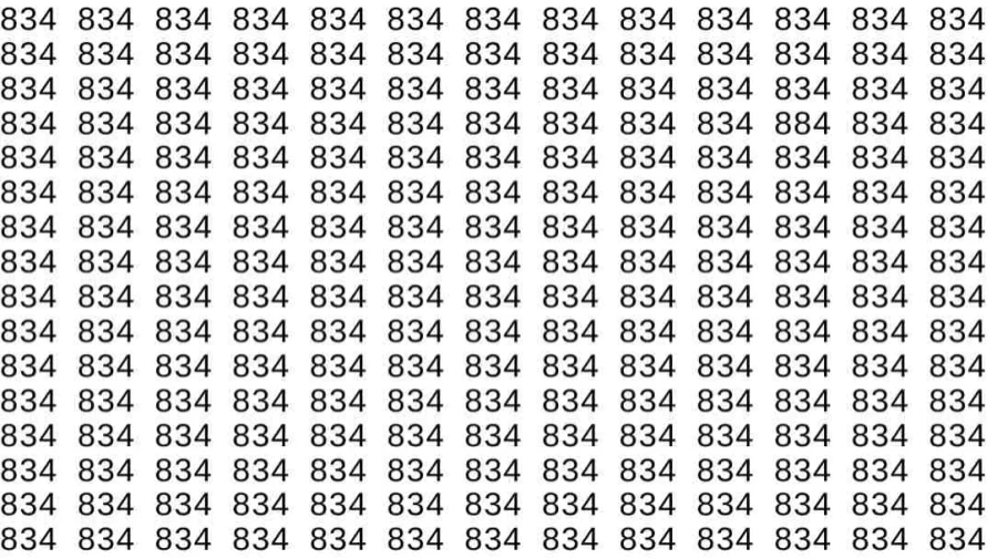 Optical Illusion Brain Test: If you have Hawk Eyes Find the number 884 among 834 in 9 Seconds?