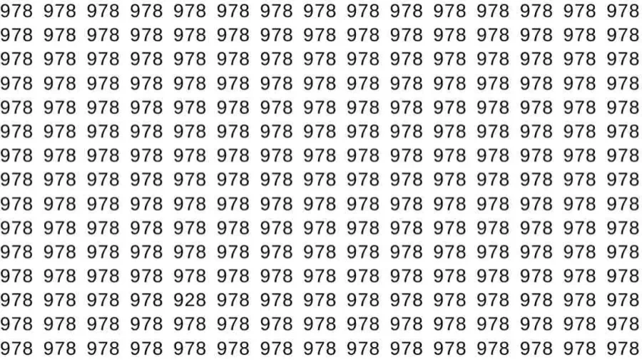 Optical Illusion: If you have Sharp Eyes Find the number 928 among 978 in 7 Seconds?