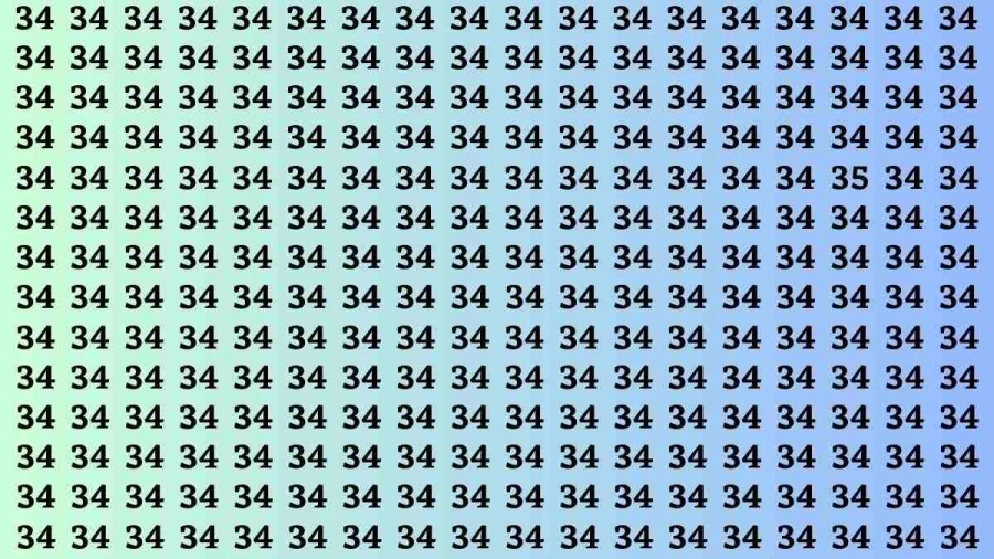 Observation Brain Test: If you have Sharp Eyes Find the number 35 among 34 in 20 Secs