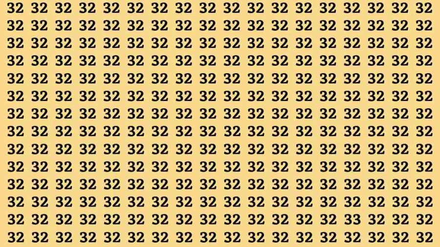 Observation Brain Test: If you have Keen Eyes Find the Number 33 among 32 in 15 Secs