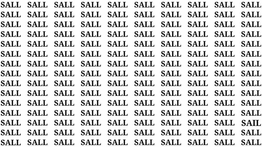 Observation Brain Test: If you have Hawk Eyes Find the word Sail among Sall in 15 Secs