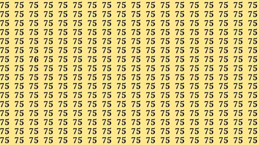 Optical Illusion Challenge: If you have Hawk Eyes find the number 76 among 75 in 7 Seconds