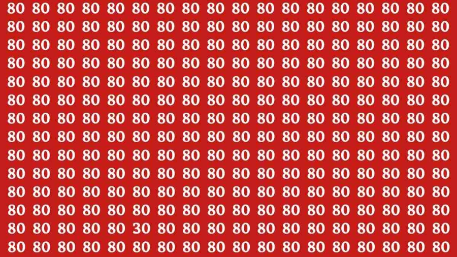 Observation Brain Test: If you have Sharp Eyes Find the number 30 among 80 in 20 Secs