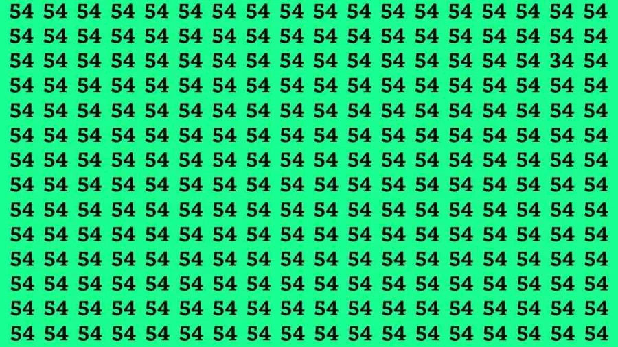 Observation Brain Test: If you have Sharp Eyes Find the Number 34 among 54 in 15 Secs