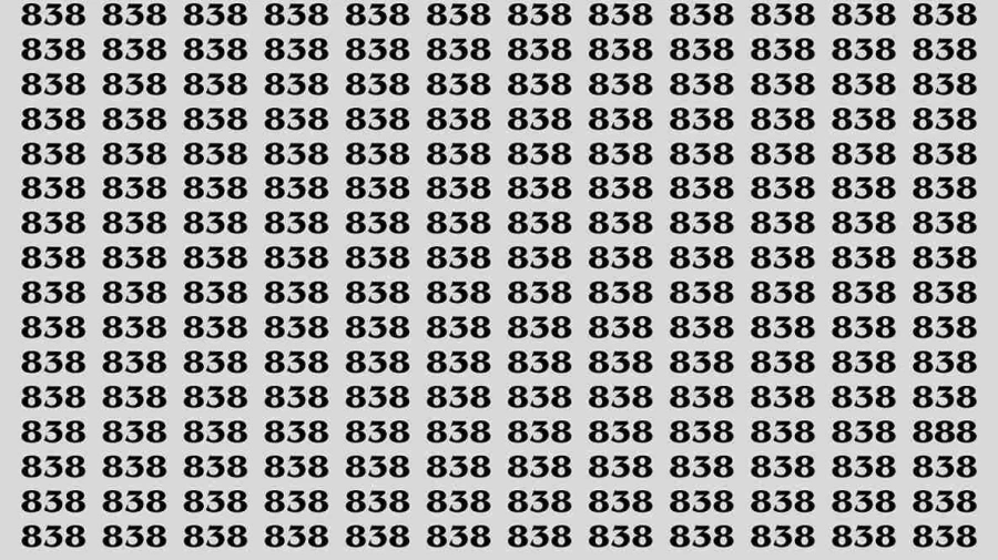 Observation Brain Test: If you have Keen Eyes Find the Number 888 among 838 in 15 Secs