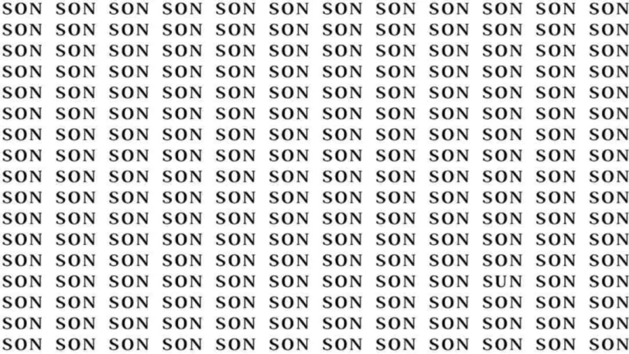 Observation Skill Test: If you have Eagle Eyes find the Word Sun among Son in 10 Secs