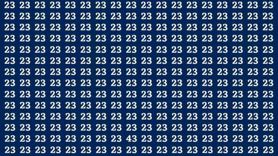 Observation Brain Test: If you have Sharp Eyes Find the number 43 among 23 in 20 Secs