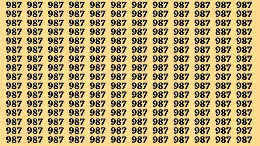 Observation Brain Test: If you have Hawk Eyes Find the Number 887 among 987 in 15 Secs