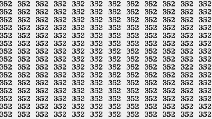 Optical Illusion: If you have Eagle Eyes find the number 322 among 352 in 7 Seconds?