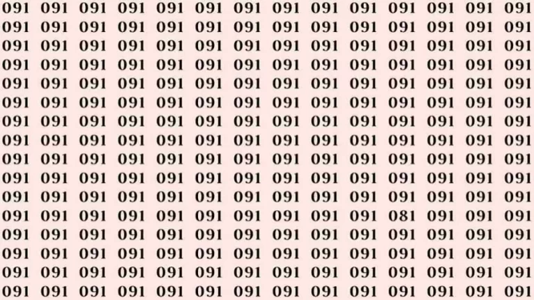 Optical Illusion: If you have Sharp Eyes find the number 081 among 091 in 7 Seconds?