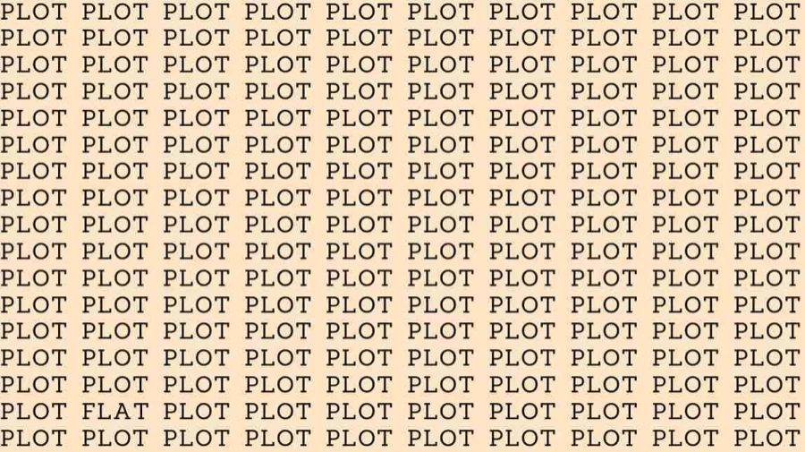 Optical Illusion Test: If you have Eagle Eyes find the Word Flat among Plot in 10 Secs