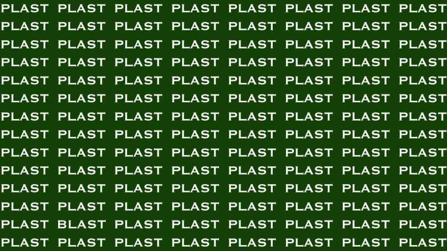 Observation Brain Test: If you have Eagle Eyes Find the Word Blast among Plast in 12 Secs