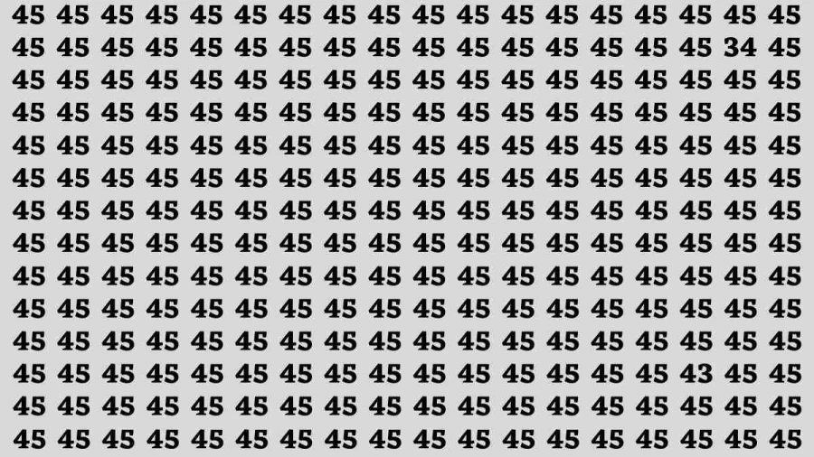 Observation Brain Test: If you have Keen Eyes Find the Number 43 among 45 in 15 Secs