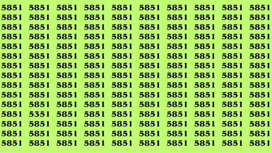 Observation Brain Test: If you have Sharp Eyes Find the Number 5351 among 5851 in 20 Secs