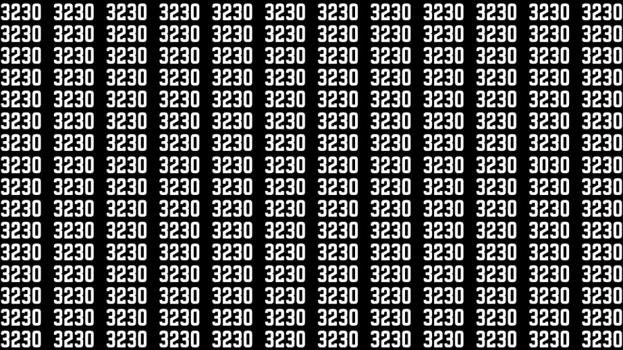 Observation Brain Test: If you have Keen Eyes Find the Number 3030 among 3230 in 15 Secs