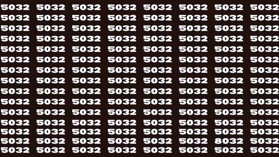 Observation Brain Test: If you have Keen Eyes Find the Number 8032 among 5032 in 15 Secs