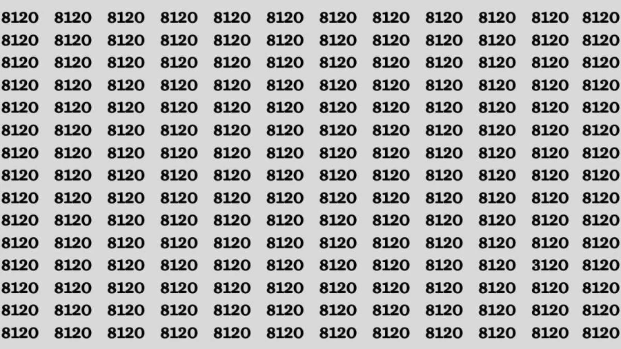 Brain Test: If you have Eagle Eyes Find the Number 3120 in 15 Secs