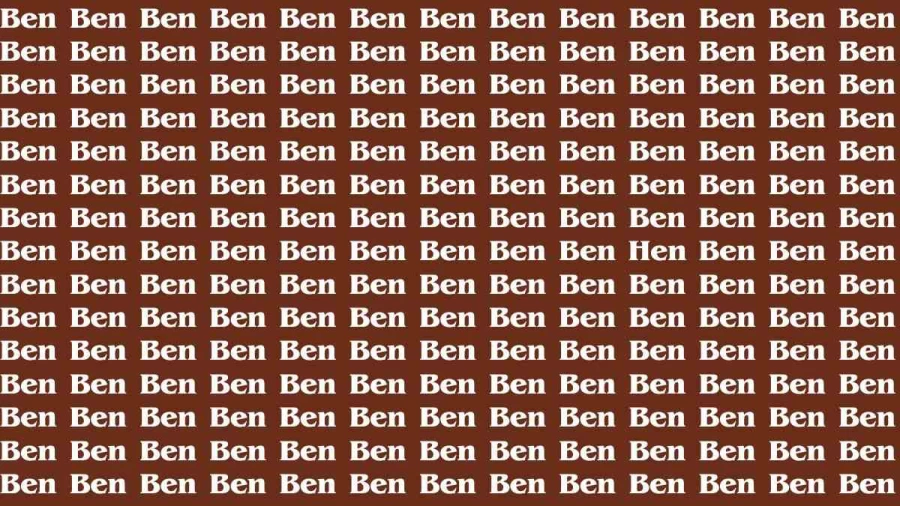 Brain Test: If you have Hawk Eyes Find the word Hen among Ben in 15 Secs