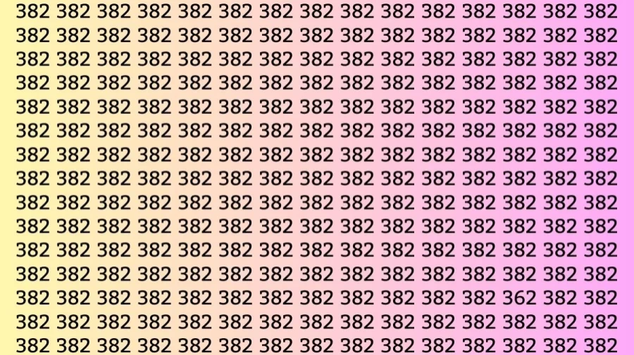 Observation Skill Test: If you have Eagle Eyes find the Number 362 among 382 in 8 Seconds?