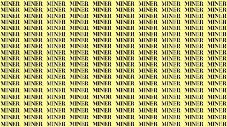 Observation Skill Test: If you have Eagle Eyes find the word Minor among Miner in 15 Secs