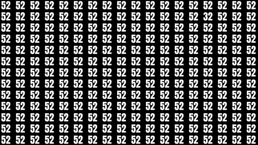 Observation Brain Test: If you have Keen Eyes Find the Number 32 among 52 in 15 Secs