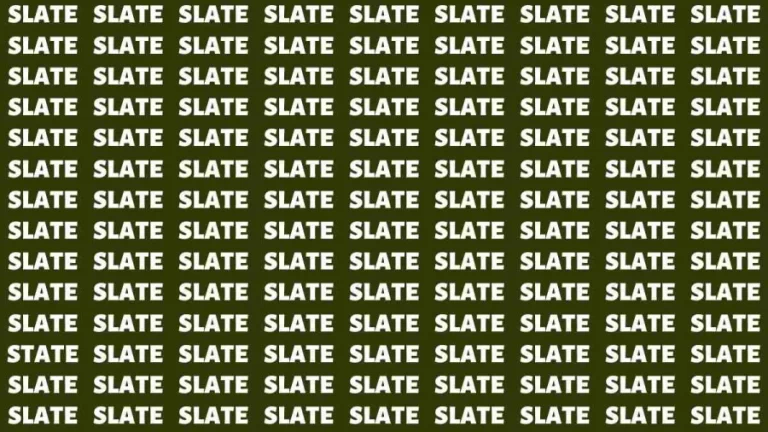 Observation Brain Test: If you have Sharp Eyes Find the Word State among Slate in 15 Secs