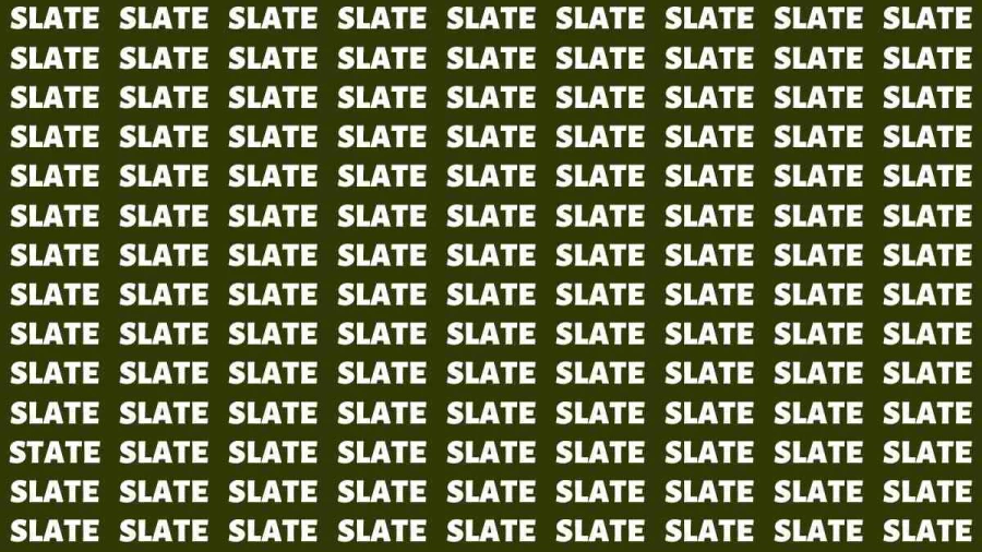 Observation Brain Test: If you have Sharp Eyes Find the Word State among Slate in 15 Secs