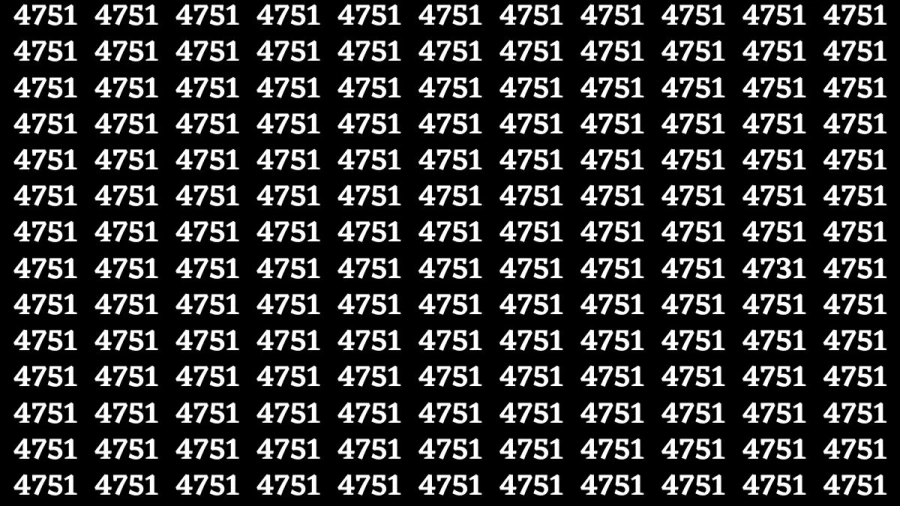 Observation Brain Test: If you have Eagle Eyes Find the Number 4731 among 4751 in 12 Secs