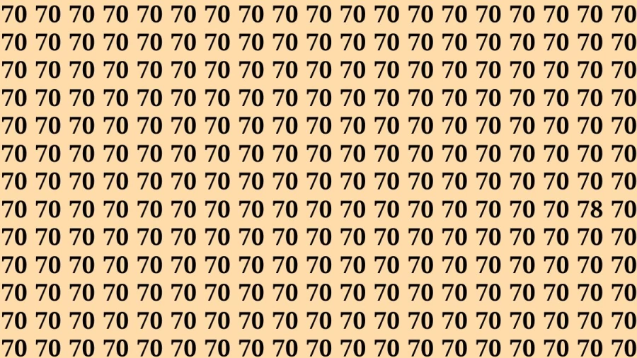 Observation Brain Test: If you have Hawk Eyes Find the Number 78 among 70 in 15 Secs