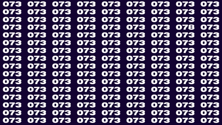 Observation Brain Test: If you have Keen Eyes Find the Number 078 among 073 in 15 Secs