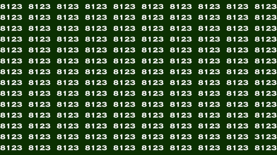 Observation Brain Test: If you have Hawk Eyes Find the Number 3123 among 8123 in 15 Secs