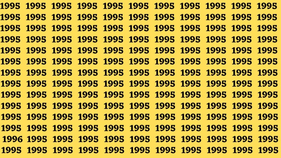 Observation Brain Test: If you have Sharp Eyes Find the Number 1996 among 1995 in 20 Secs