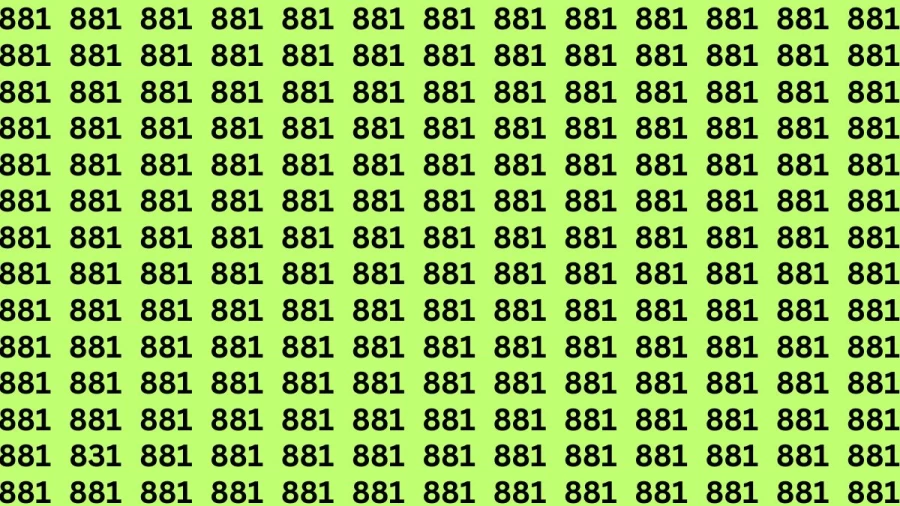 Observation Brain Test: If you have Eagle Eyes Find the number 831 among 881 in 12 Secs