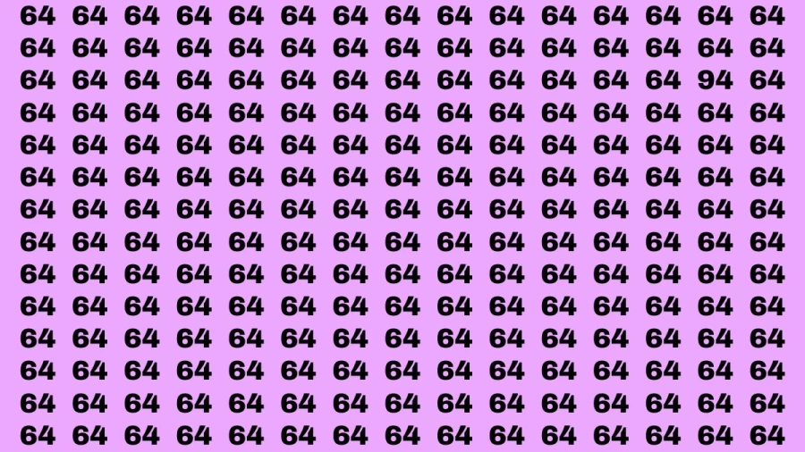 Observation Brain Test: If you have Keen Eyes Find the Number 94 among 64 in 15 Secs