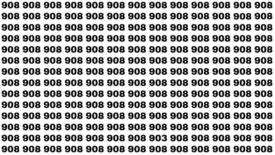 Observation Brain Test: If you have Sharp Eyes Find the number 903 among 908 in 20 Secs