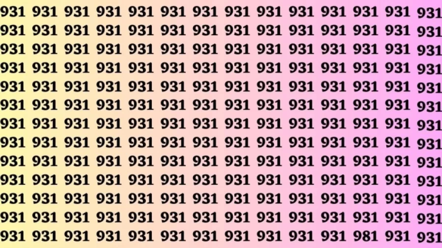 Observation Brain Test: If you have Eagle Eyes Find the Number 981 in 12 Secs