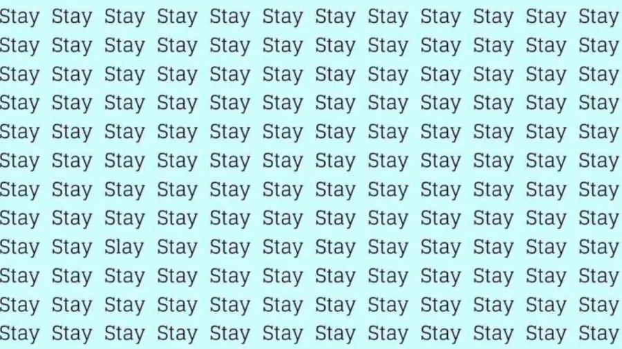 Observation Skill Test: If you have Sharp Eyes find the Word Slay among Stay in 20 Secs