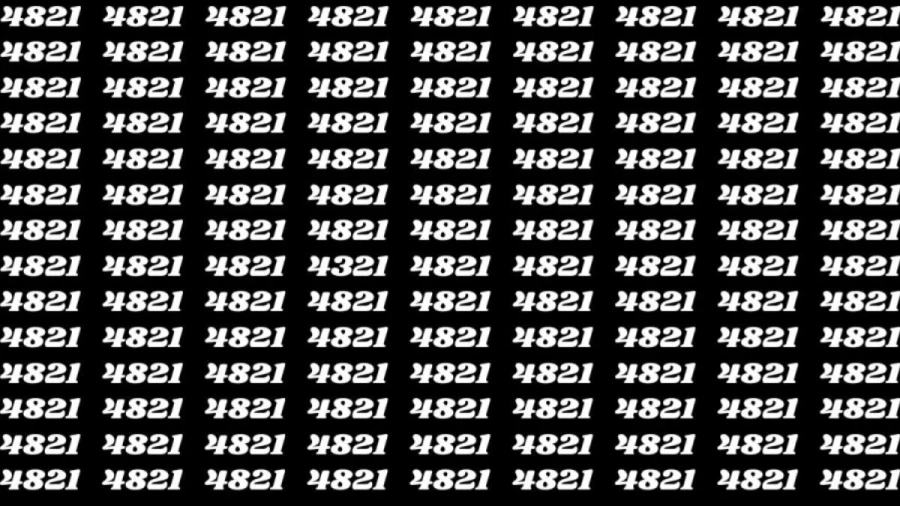 Observation Brain Test: If you have Keen Eyes Find the Number 4321 among 4821 in 12 Secs