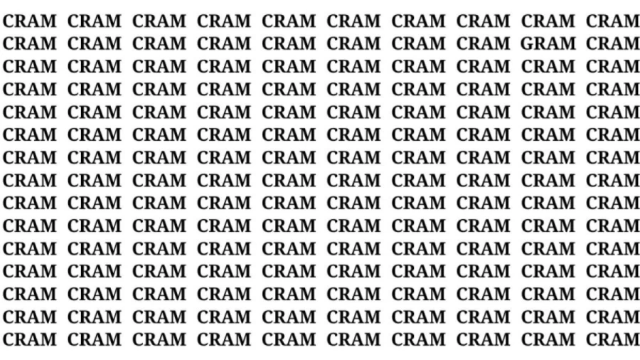 Brain Teaser: If you have Hawk Eyes Find the Word Gram among Cram in 22 Secs