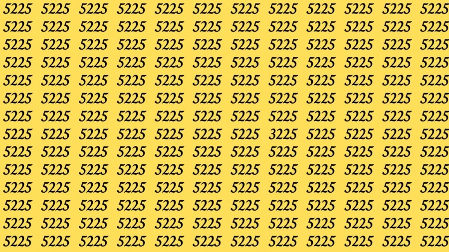 Observation Brain Test: If you have Sharp Eyes Find the Number 3225 among 5225 in 20 Secs