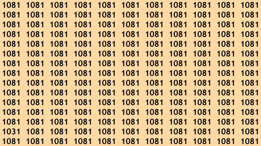 Observation Brain Test: If you have Eagle Eyes Find the Number 1031 among 1081 in 12 Secs