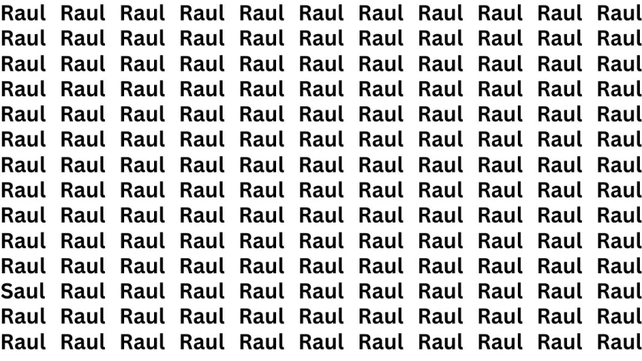 Brain Test: If you have Hawk Eyes Find the Word Saul among Raul in 18 Secs