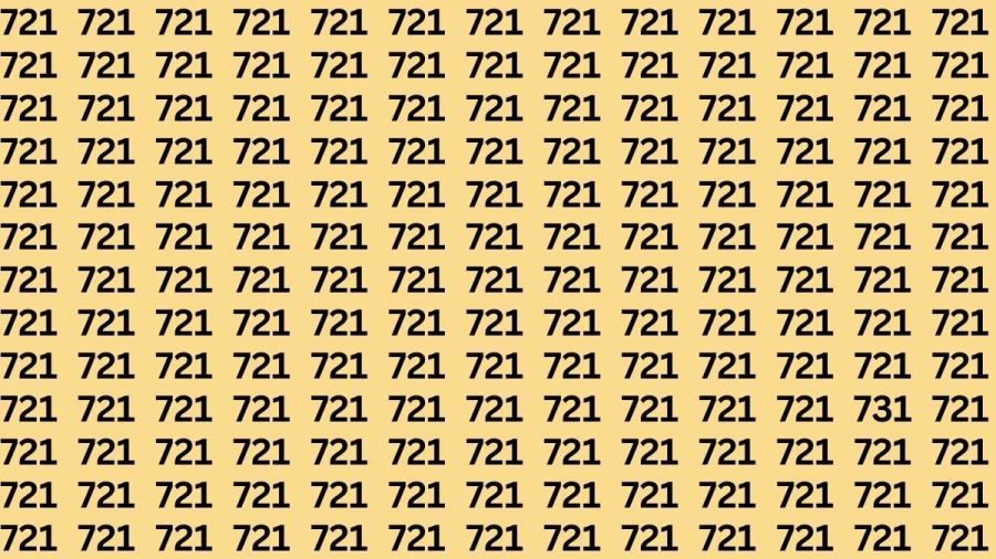 Observation Brain Test: If you have Sharp Eyes Find the Number 731 among 721 in 20 Secs