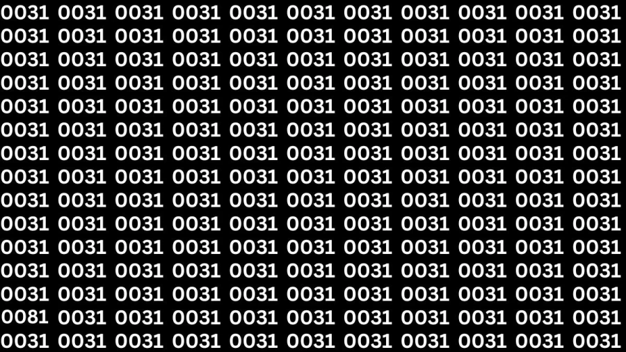 Observation Brain Test: If you have Eagle Eyes Find the Number 0081 Among 0031 in 12 Secs