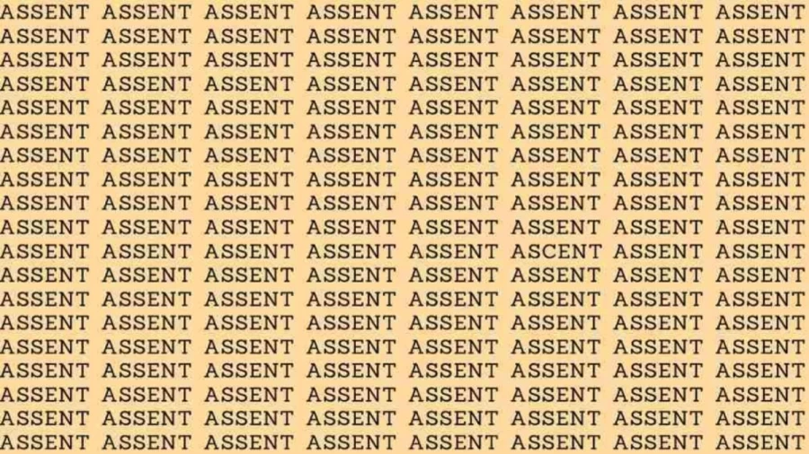 Observation Skill Test: If you have Eagle Eyes find the word Ascent among Assent in 8 Secs