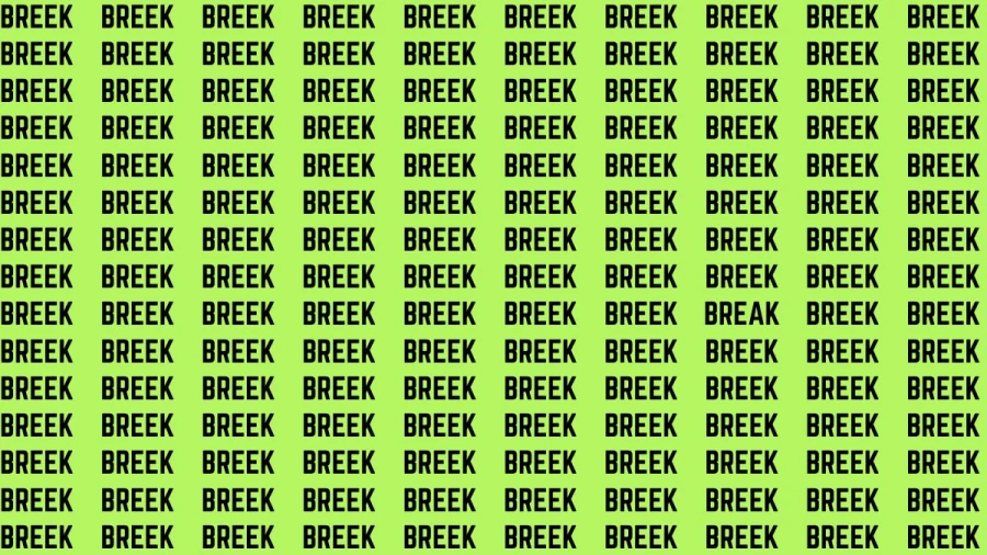 Brain Test: If you have Hawk Eyes Find the Word Break among Breek in 18 Secs