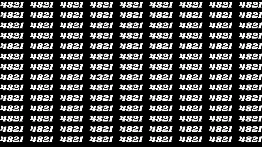 Observation Brain Test: If you have Keen Eyes Find the Number 4321 among 4821 in 15 Secs